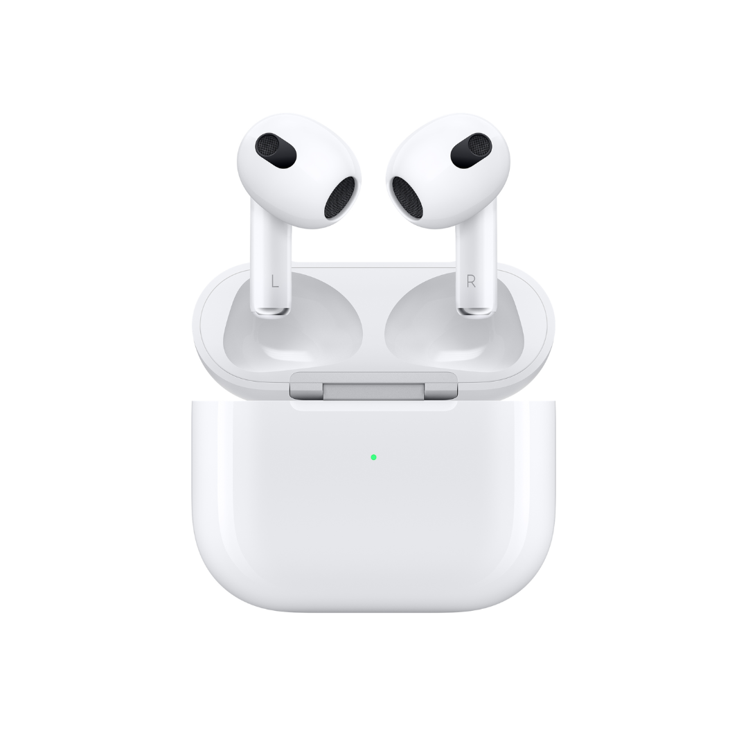 Close up of Airpods Gen 3 with charging case