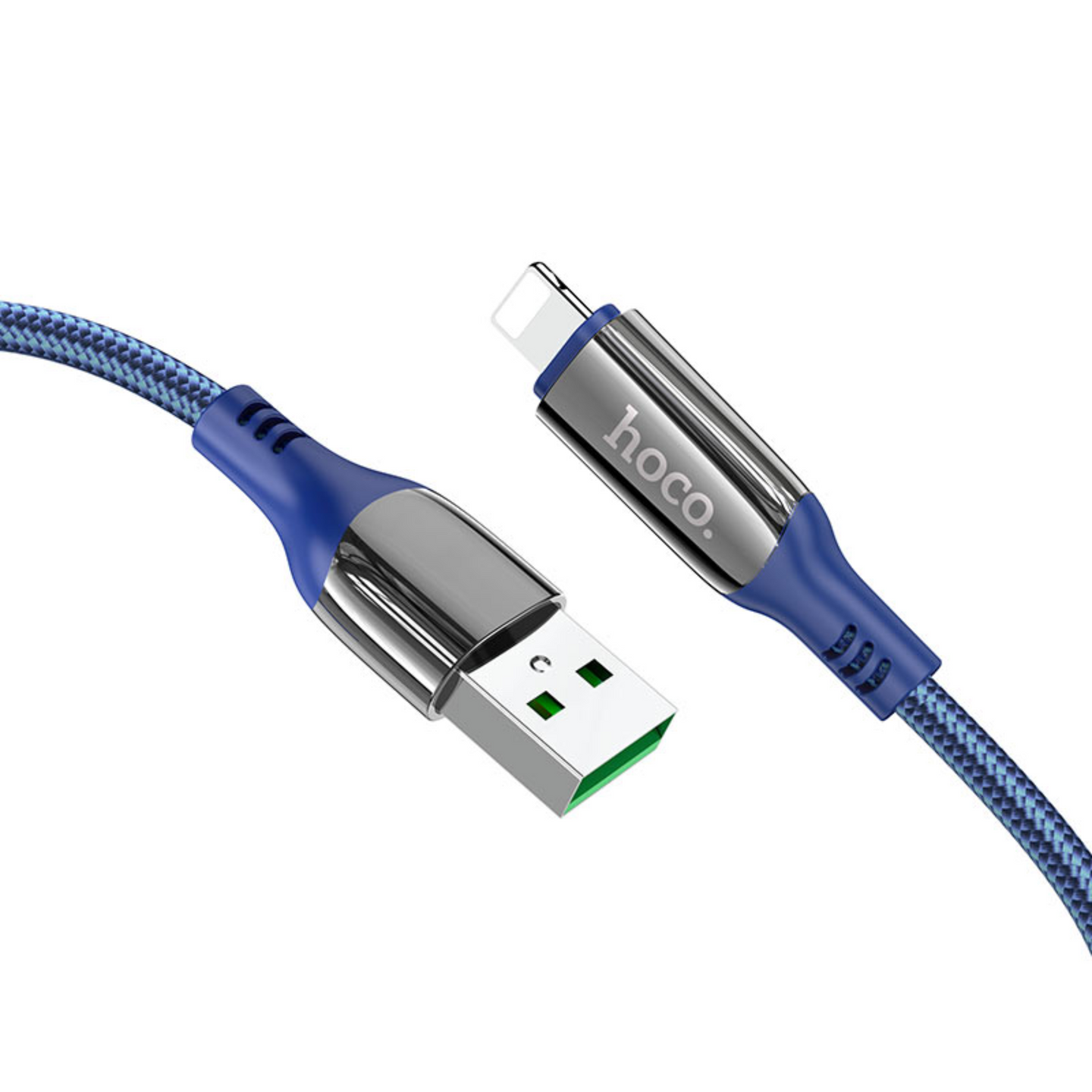 Close up view of extreme usb to lightning in a braided cable