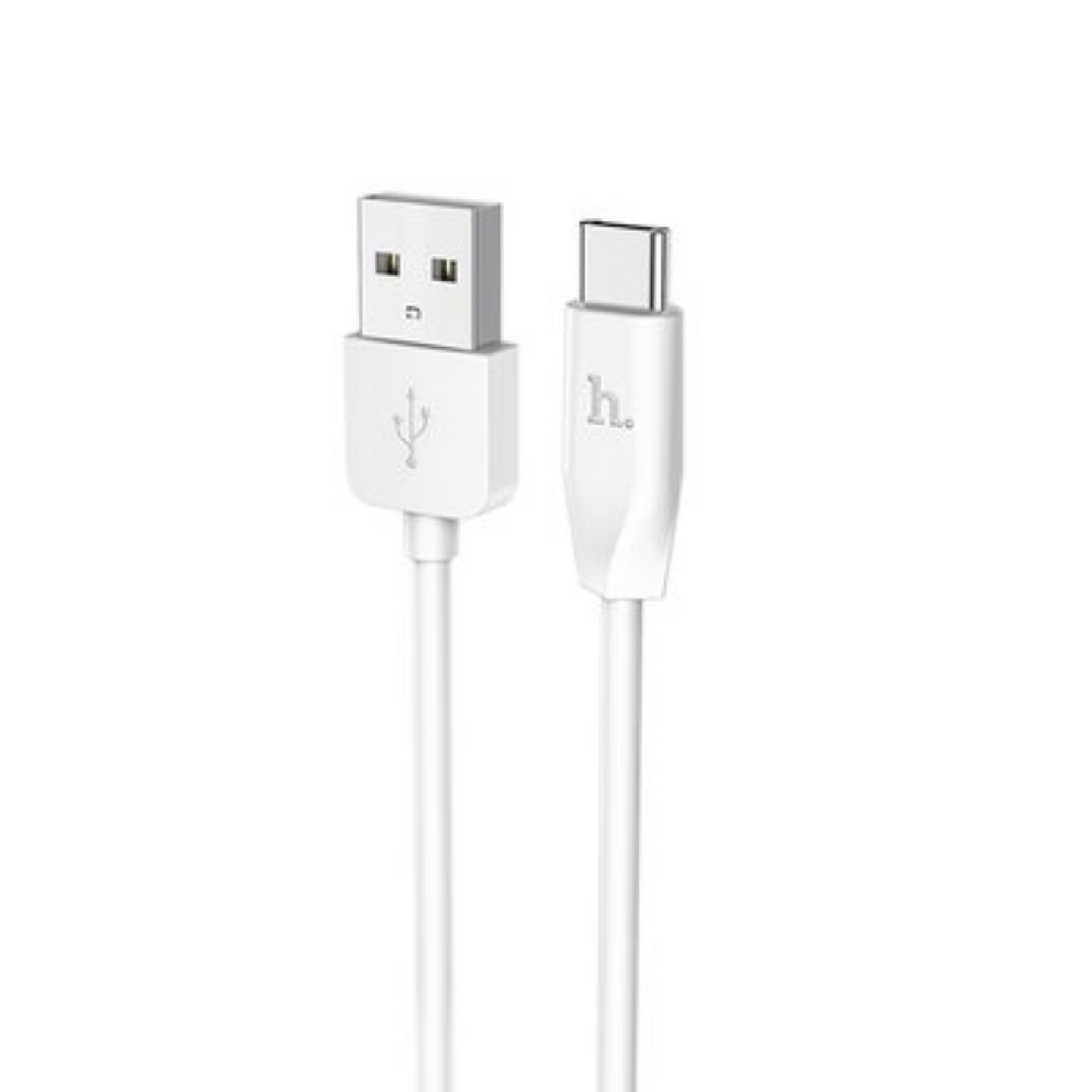 Close up view of usb-c to usb cable on a white background