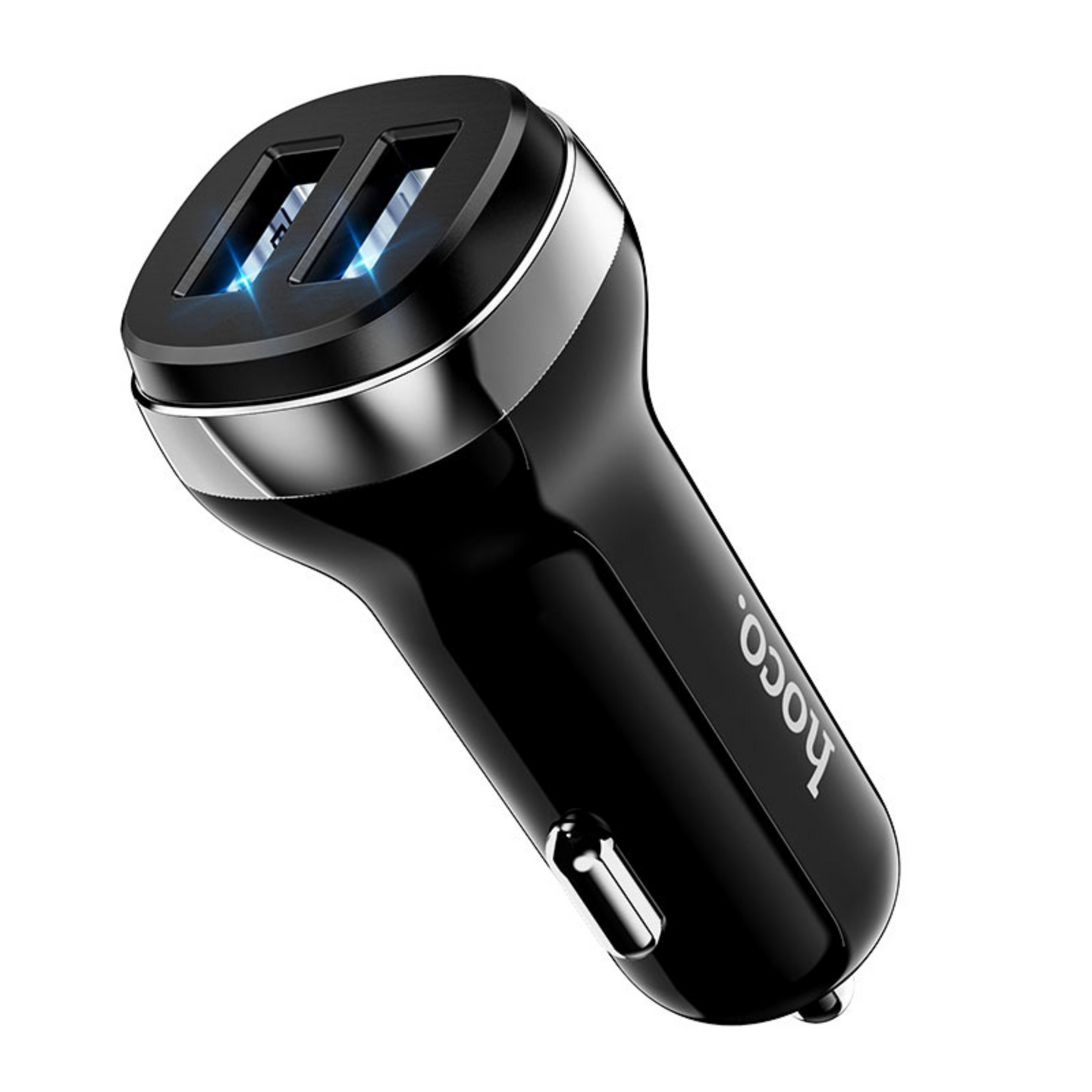 Close up view of Superior Dual USB Car Charger (Z40) on a white background
