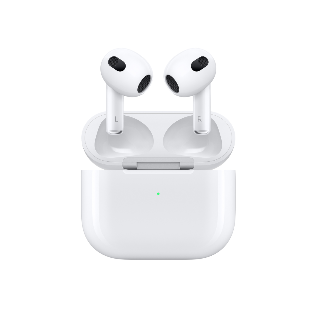 Close up of Airpods Gen 3 with charging case 