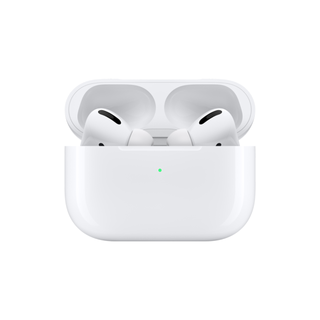 Close up view of Airpods Pro with is charging case