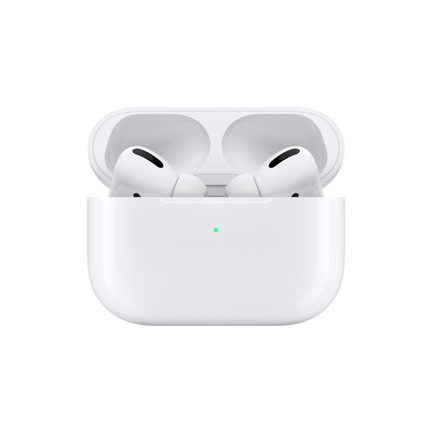 Close up view of Airpods Pro with is charging case