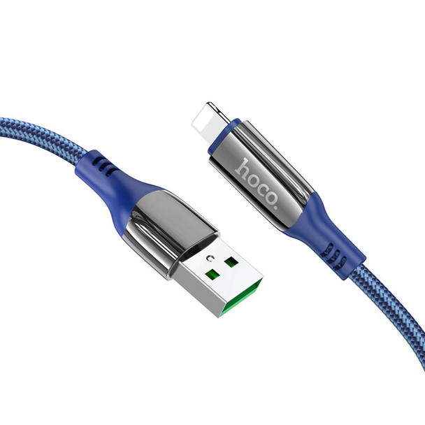 Close up view of extreme usb to lightning in a braided cable 