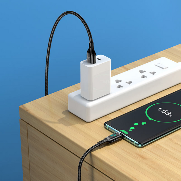 Usb to type-c cable being connected to phone