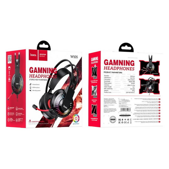 Close up view of hoco gaming headphones package