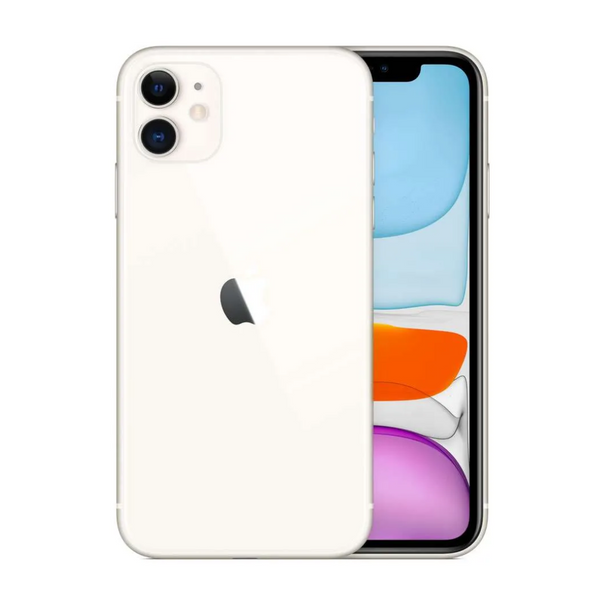 Close-up view of iPhone 11 in color silver on a white background