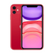 Close up view of iphone 11 in color red on a white background