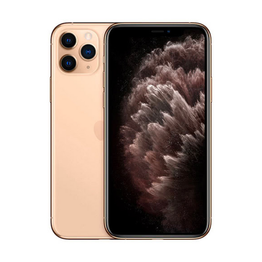 Close up view of iphone 11 pro in color pink on a white background