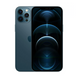 Close up view of iphone 12 Pro Max in color dark blue on a white background