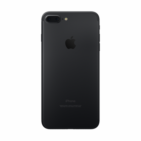 Close up view of iphone 7 Plus in color black on a white background