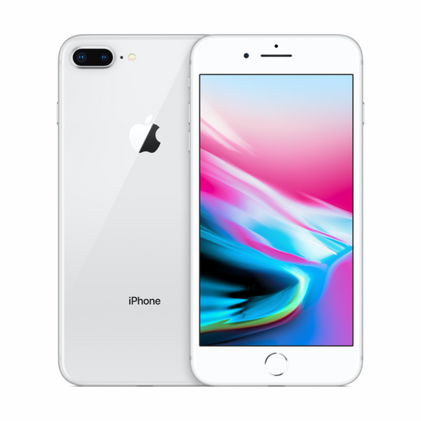 Close up view of iphone 8 Plus in color white on a white background