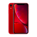 close up view of iphone xr in color red on white background