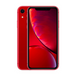 close up view of iphone xr in color red on white background