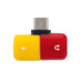 close up view of type-c adapter with yellow and red color