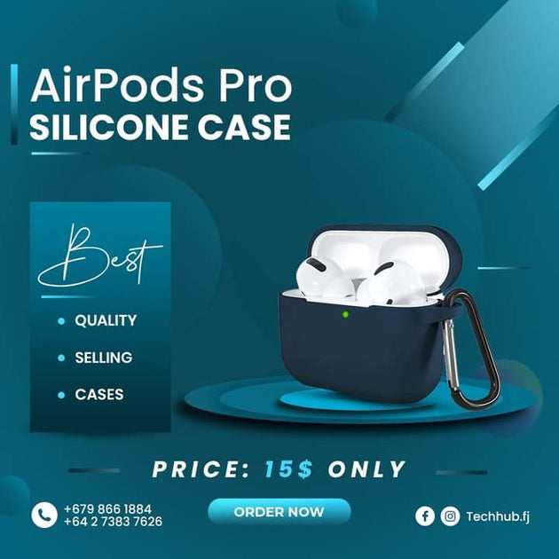 This shows the design of Airpods Pro Silicone Case Stating marketing points and includeds pricing as well