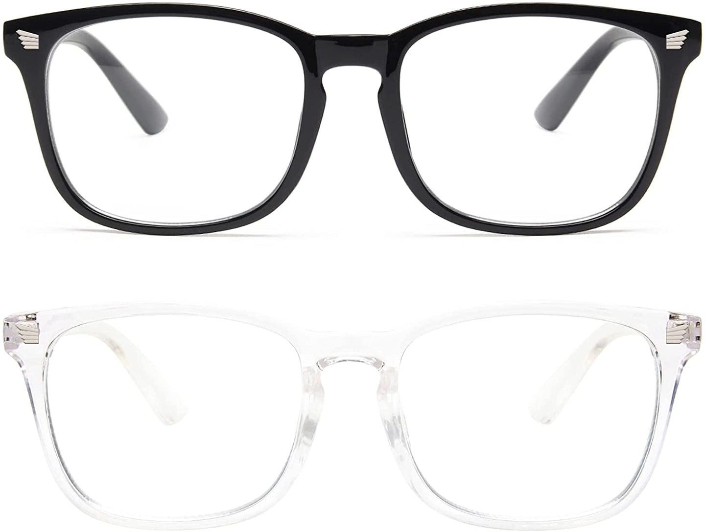 Close up view of Blue light glasses in black and white color