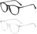 Close up view of Blue light blocking glasses sideways in black and clear 