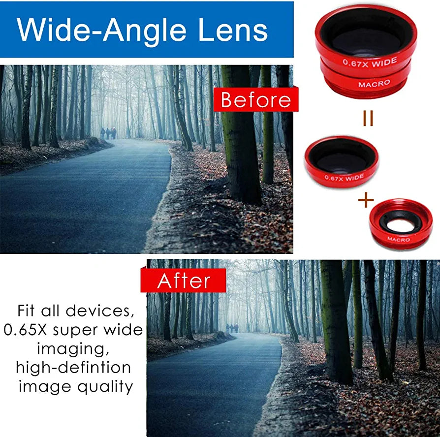 An image showing how Wide angle lens is being used when inserted on phone