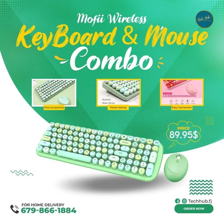 A design showing Wireless Keyboard + Mouse and its marked price is $89.95

